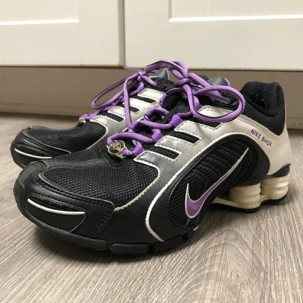 Nike Shox Running Shoes Women's Size 5.5 Purple White Black Sneakers Ravens